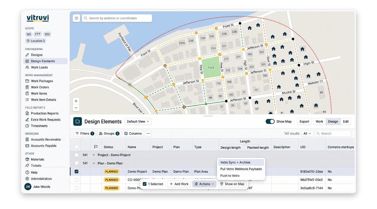 Vitruvi Integration Engine screen showing connected data integrations