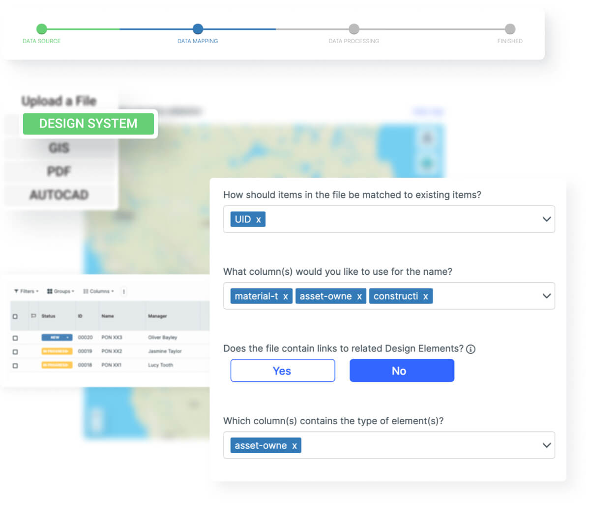 A website dashboard displaying a map interface alongside a prominent action button for user interaction