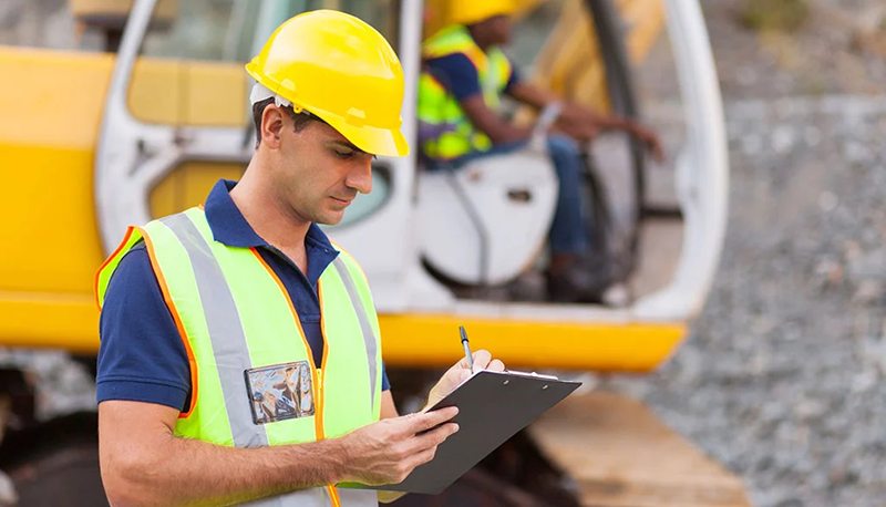 Field worker on a fiber construction site