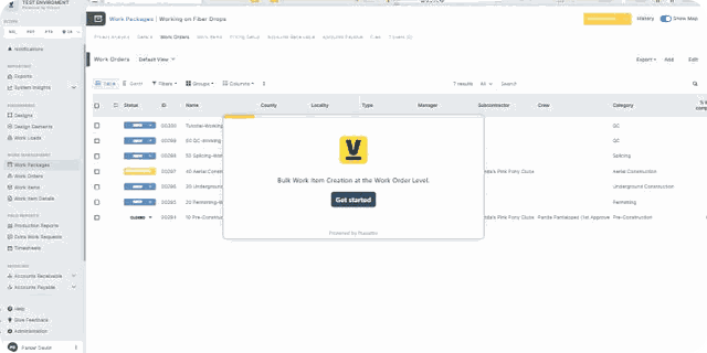 Create a work order with multiple work items